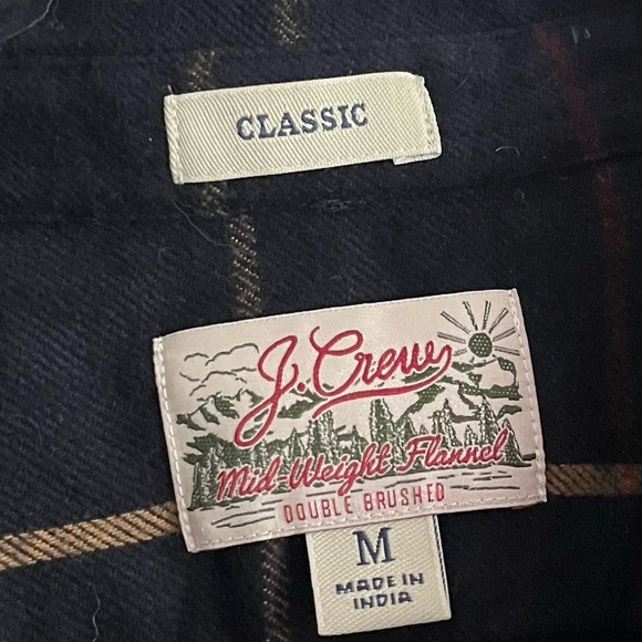 J. Crew • Men’s Navy Red Plaid Midweight Workshirt Flannel Button-Up Shirt - Picture 5 of 8